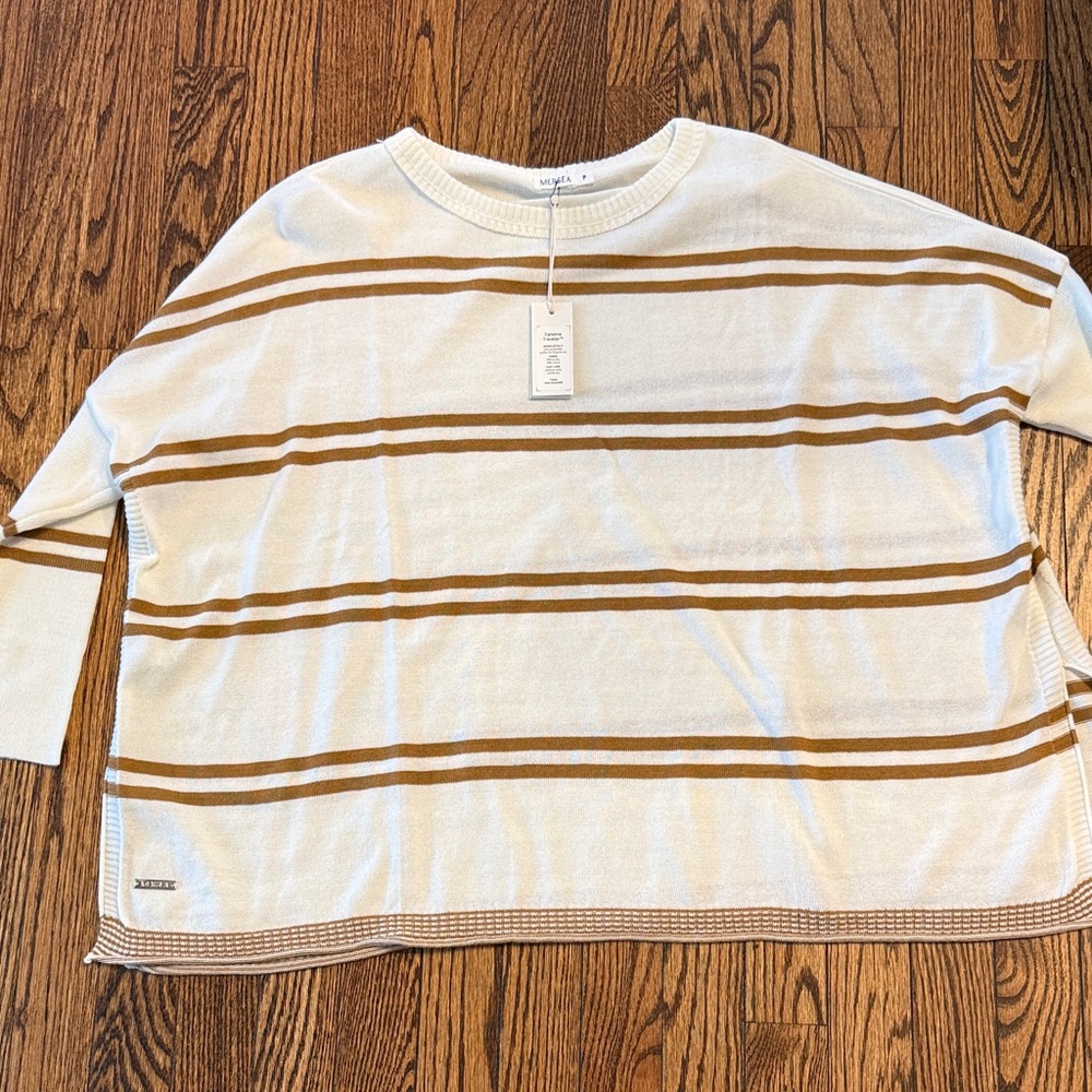 NWT Mersea Catalina Lightweight Sweater Cream and Caramel size petite
